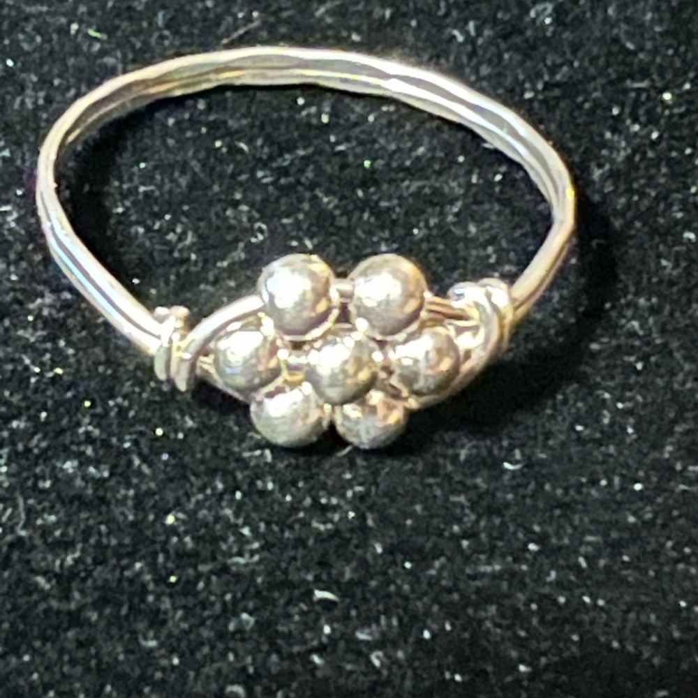 Silver wire wrapped bead ring in size 10.5